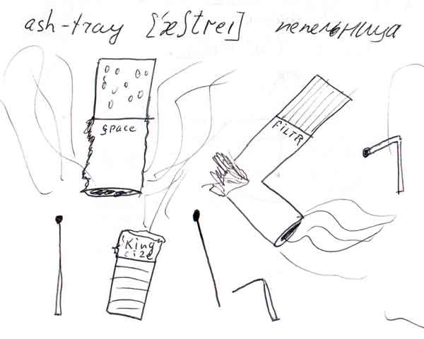 Рисунки-ассоциации. Овладение новым языком. Ash-tray. Пепельница.